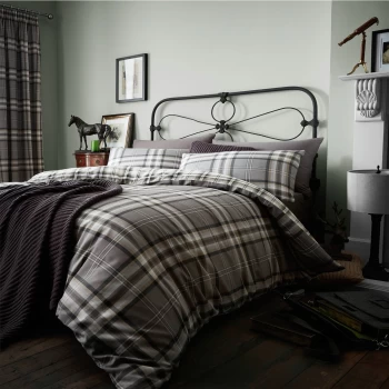 Image of Catherine Lansfield Kelso Check Single Duvet Set - Charcoal