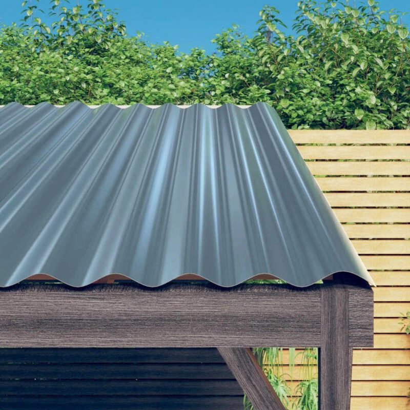 Image of vidaXL Roof Panels 36 Pcs Powder-coated Steel Grey 80X36cm, Grey 319139
