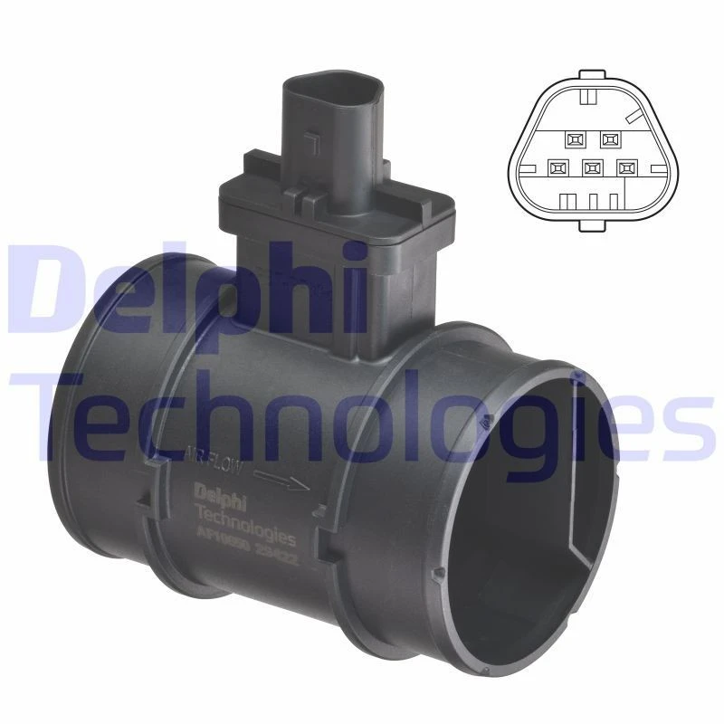 Image of DELPHI AF10650-12B1 Mass air flow sensor with housing Air Mass Sensor (3926)