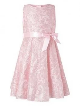 Monsoon Girls Cordelia Glitter Jacquard Dress - Pink, Size 8 Years, Women