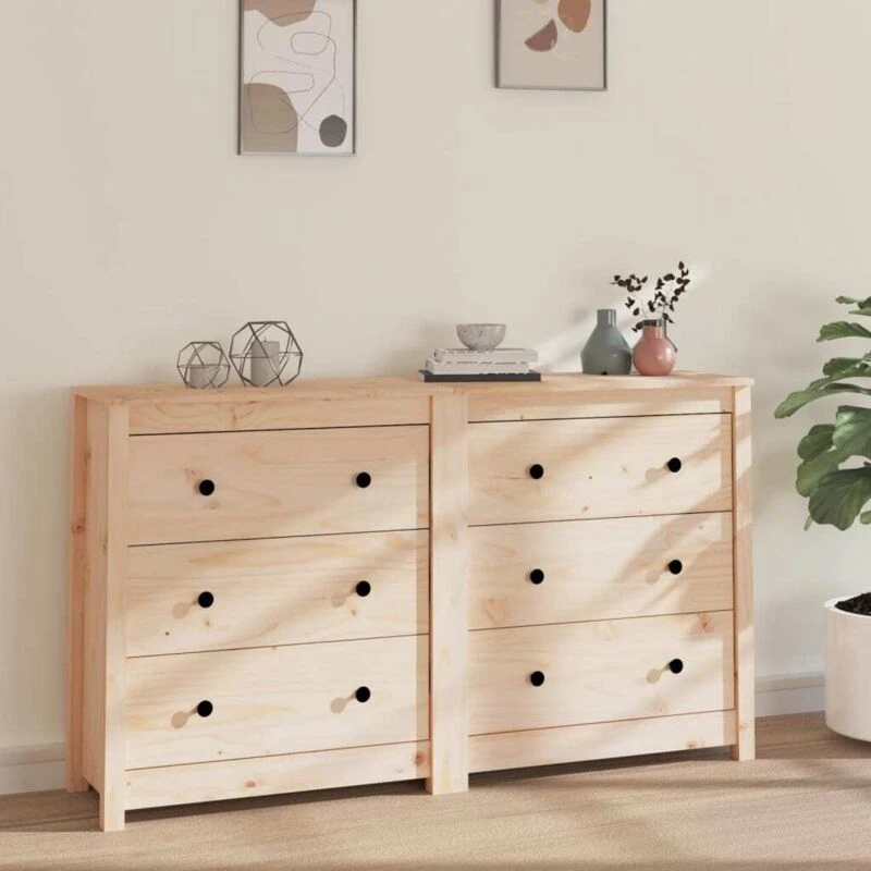 Image of vidaXL Sideboard 140x35x80cm Solid Wood Pine, Brown 3114079