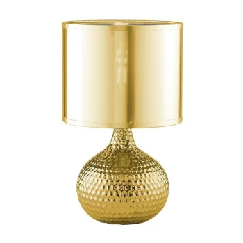 Image of Fan Europe Lighting - Fan Europe PULSAR Table Lamp with Round Shade Gold, Ceramic With Pvc Lampshade 22x35cm