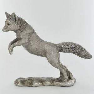 image of Antique Silver Large Fox Ornament