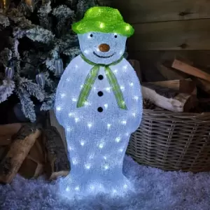 image of 55cm Light Up Acrylic Snowman Christmas Decoration with 100 Ice White LEDs