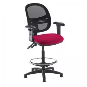 image of Jota mesh back draughtsmans chair with adjustable arms - Diablo Pink