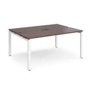 Image of Adapt back to back desks 1600mm x 1200mm - white frame and walnut top