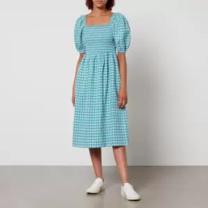 Image of Barbour Geranium Checked Seersucker Midi Dress - UK 10