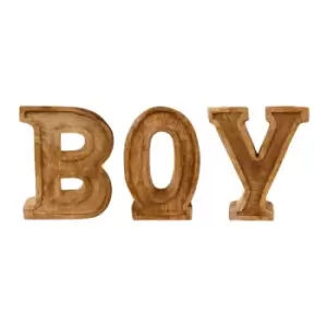 image of Hand Carved Wooden Embossed Letters Boy