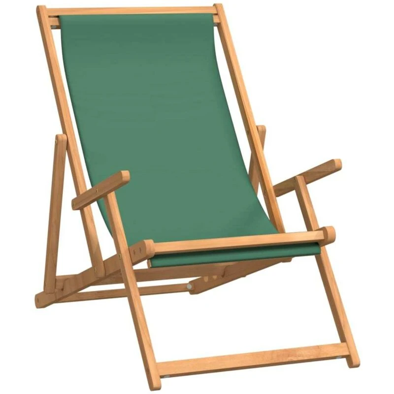 Image of VIDAXL Folding Beach Chair Solid Wood Teak Green Vidaxl 8720286766729