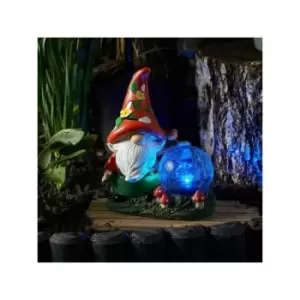 image of Solar Garden Ornament Woodland Wizard Colour Changing LED Light Up Ball