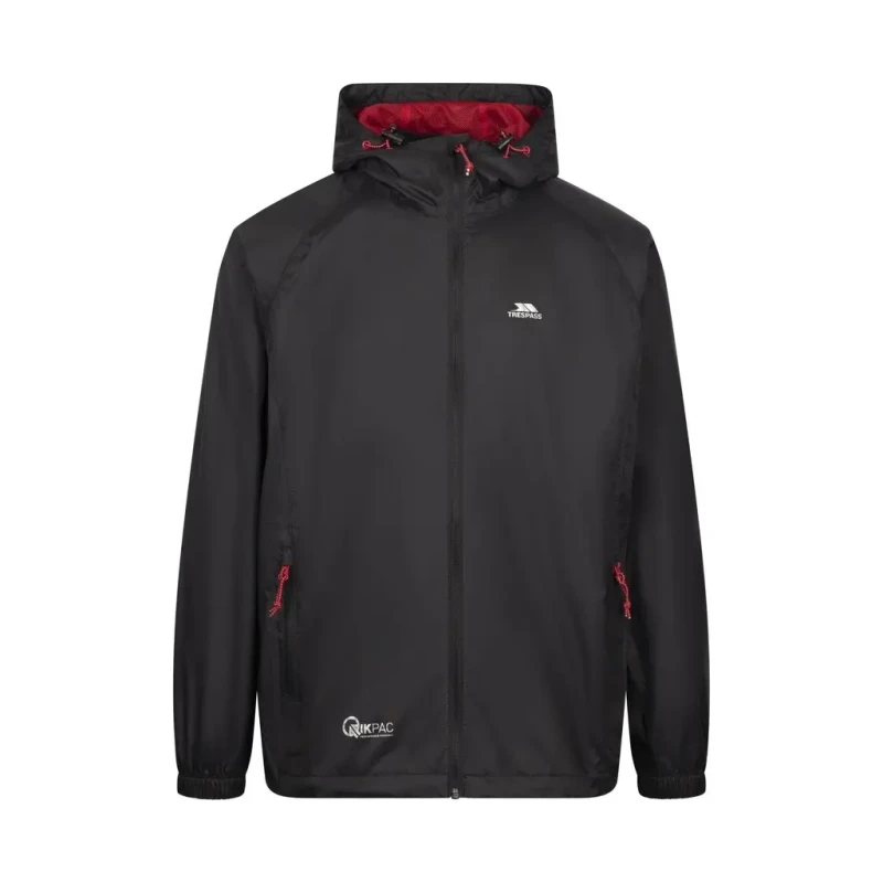 Image of Waterproof jacket Trespass Qikpac Noir Unisex L