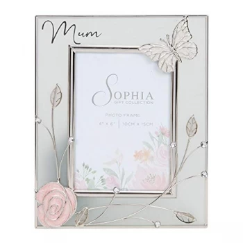 image of 4" x 6" Sophia Glass & Wire Photo Frame with Butterfly - Mum