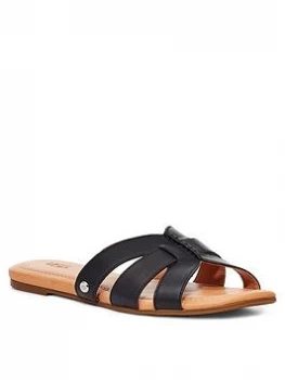 image of UGG Teague Flat Sandals - Black, Size 3, Women