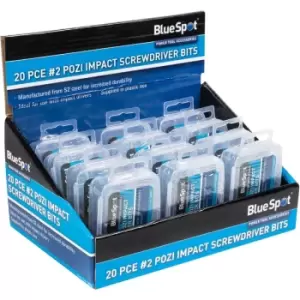 Image of BlueSpot 14121 20 Piece PZ2 Impact Screwdriver Bits