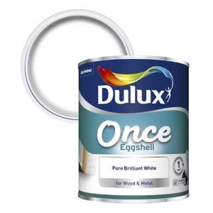 Image of Dulux Once Pure Brilliant White Eggshell Paint 750ml
