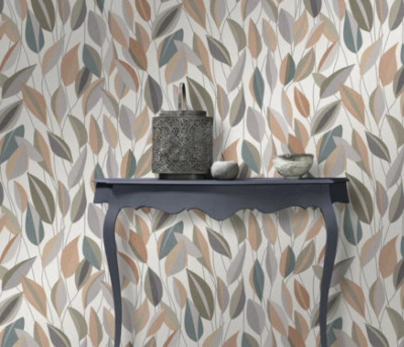 Image of Erismann Foliage Leaf Natural Vinyl Wallpaper