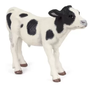 image of PAPO Farmyard Friends Black and White Calf Toy Figure, Three Years or Above, Black/White (51149)