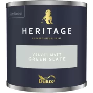Image of Dulux Heritage Velvet Matt Green Slate Matt Emulsion Paint 125ml