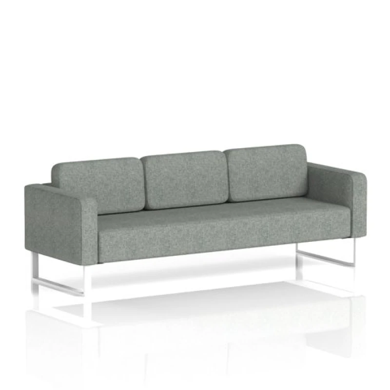 Image of Brixworth Office Sofa 3 Seater with White Legs in Rivet Fabric - Prime