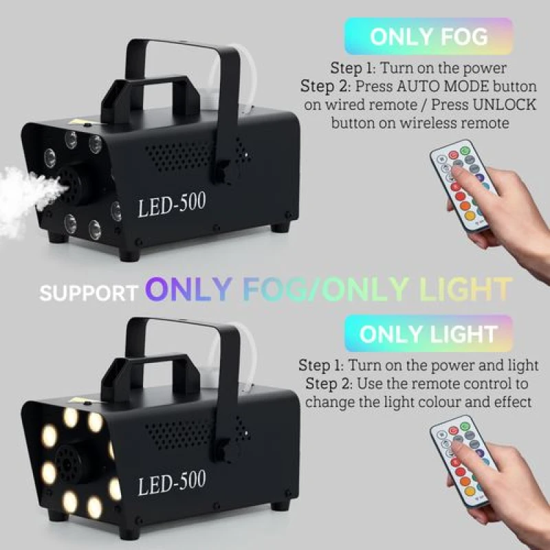 Image of HOMCOM Halloween Fog Machine with 13 LED Colours and 4 Effects, 450W 2000CFM Black