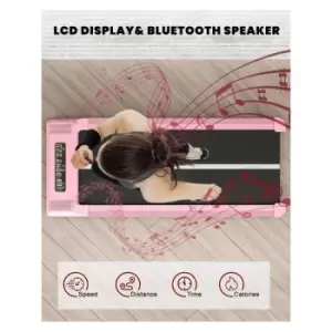 Image of Under Desk Walking Pad with Bluetooth&Remote Control(White and Pink ) - Black and Red