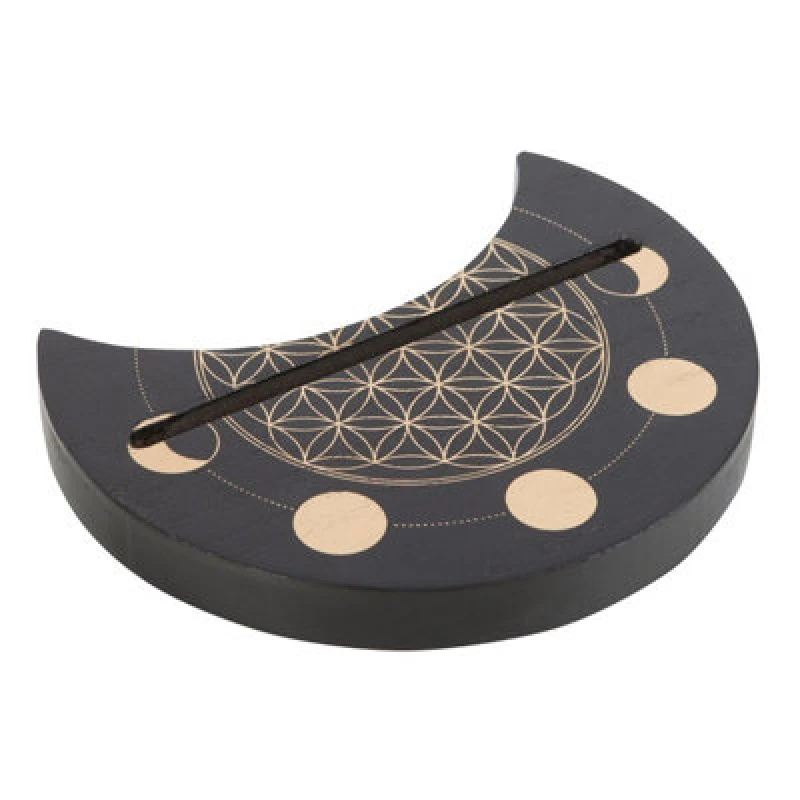 Image of Something Different Something Different Flower Of Life Crescent Moon Tarot Card Stand in Black One Size Unisex 5063574199902