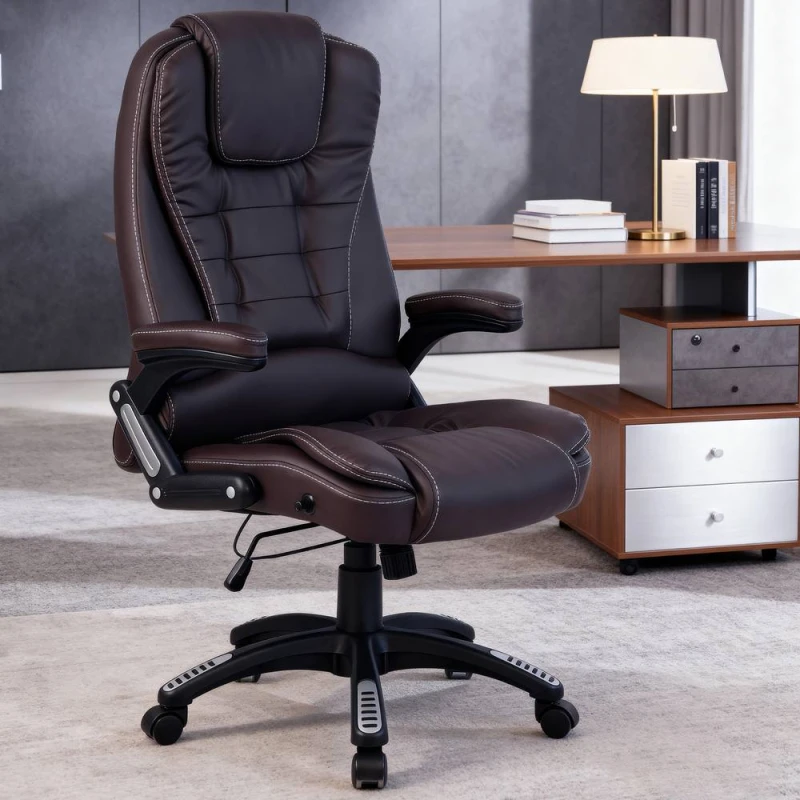 Image of RAYGAR Raygar - Reclining Office Chair with High Back and Luxury Faux Leather - Brown RG0402