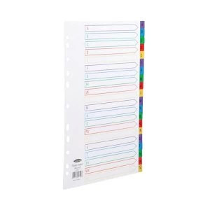 Image of Concord A4 Index A Z Polypropylene Multipunched Reinforced Multicolour Tabs 120 Micron White