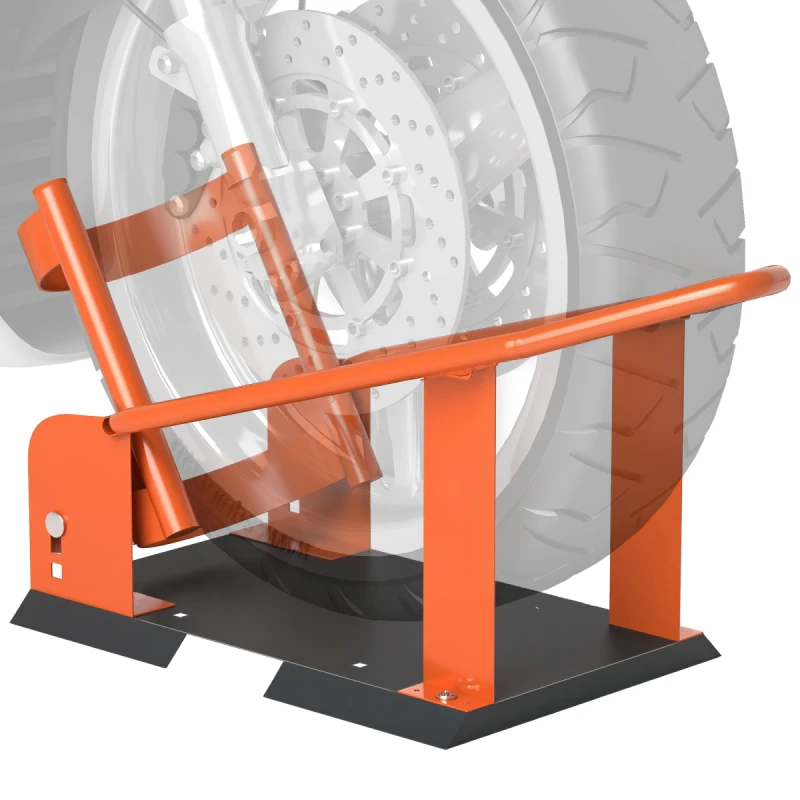 Image of HOMCOM HOMCOM 816.5 kg Motorcycle Wheel Chock, Motorcycle Front Wheel Chock Holder in Orange Orange One Size Unisex 5063603133938