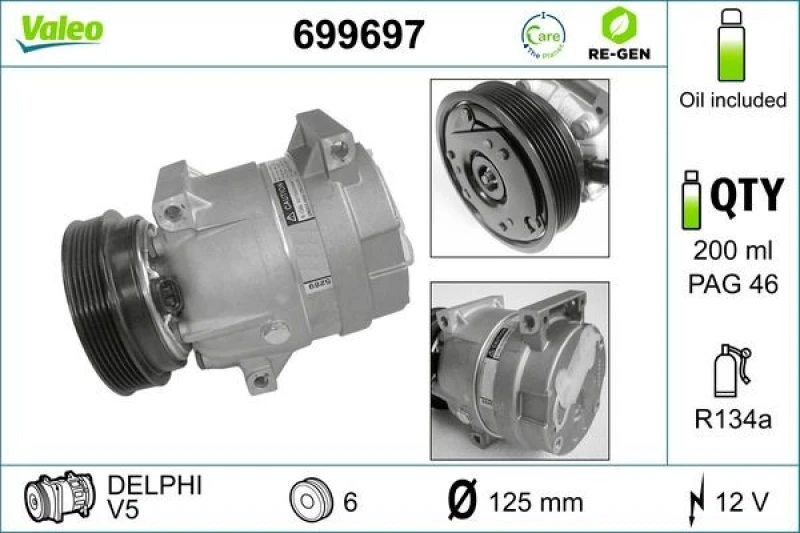 Image of Air conditioning compressor VALEO 699697