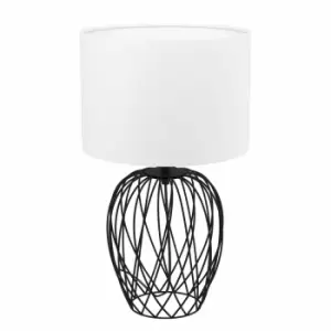 image of Eglo Monochromatic Table Lamp With White Fabric Shade