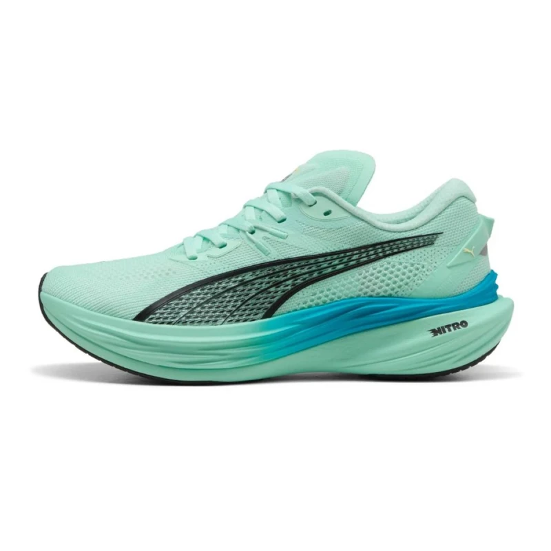 Image of Puma Deviate Nitro 3 Green Blue AW25 Shoes, Size 46 - EUR