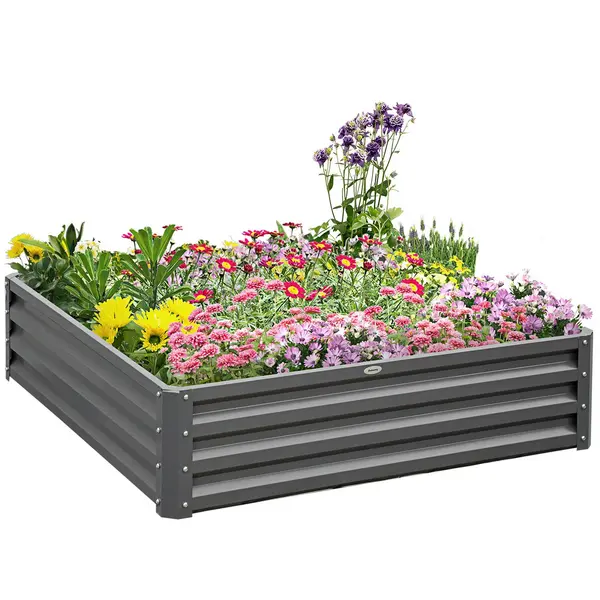 Image of Raised Garden Bed Outdoor Galvanised Planter Kit Flower Vegetables