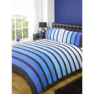 Image of Soho Blue Stripe Duvet Cover Bedding Set, Blue, King Size