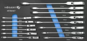 Image of Hogert Technik Ratchet Ring Open-ended Spanner Set HT7G147