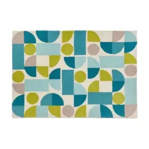 Image of Retro Multicolour Circles Colourblock Rug