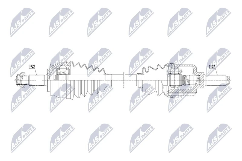 Image of NTY NPW-PE-140 Drive shaft Automatic Transmission, Front Axle Left Drive Shaft (13)