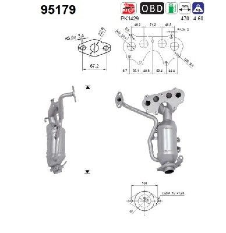 Image of AS Catalytic converter AS 95179
