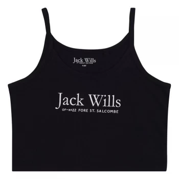 image of Jack Wills Kids Girls Script Logo Vest - Black