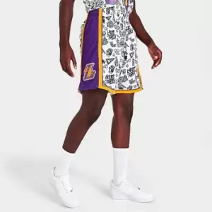 image of Mitchell And Ness Nba Doodle Swingman Short Los Angeles Lakers Pattern, Pattern / White, Male, Shorts, PFSW1267-LAL09PPPPTWH