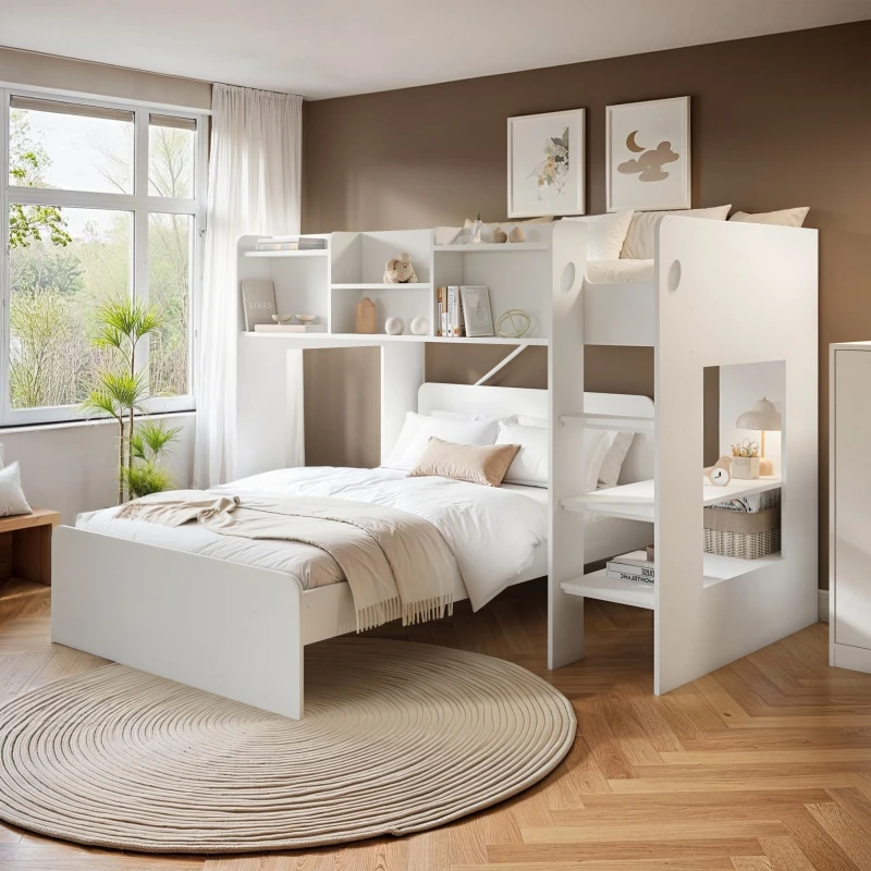 Image of Flair Wizard L Shaped Triple Bunk Bed White