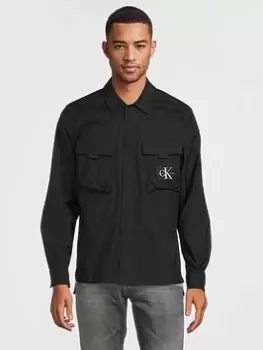 Image of Calvin Klein Jeans Utility Cargo Overshirt - Black Size M Men