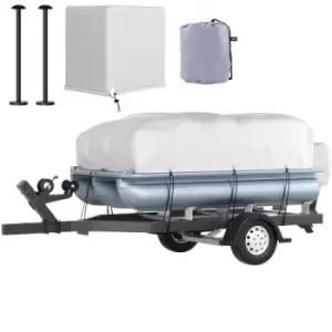 Image of VEVOR Pontoon Boat Cover, Fit for 17'-20' Boat, Heavy Duty 600D Marine Grade Oxford Fabric, UV Resistant Waterproof Trailerable Boat Cover w/ 2 Suppor