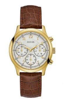 image of Guess Ladies Leather Strap Watch Gold