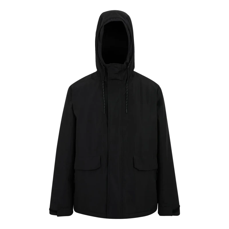 Image of Regatta Regatta Men Sterlings Hooded Waterproof Breathable Insulated Jacket in Jet Black Size: large Jet Black L Male 5063516101123