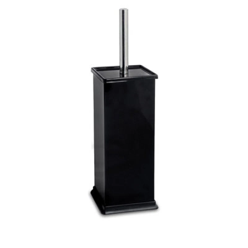 Image of Harbour Housewares Toilet Brush & Holder - Black - Square Stainless Steel Non Slip Rust Resistant Toilet Cleaning Brush Set