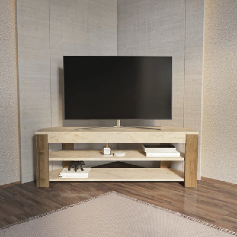 Image of Decorotika Decorotika Rita 2 Shelf Traverter Walnut Corner TV Stand for 43" TV - Size: 42 x 120 x 35cm - Multi - Wilko Multi