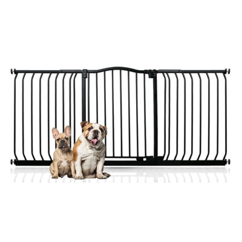 Image of Bettacare Curved Top Dog Gate, 161Cm - 170Cm, Matt Black, Pressure Fit Pet Gate For Dog And Puppy, Pet And Dog Barrier