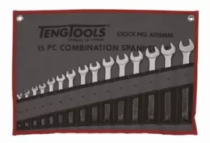 Image of Teng Tools 6515mm 15 Piece Combination Spanner Set 5.5 - 19mm in Tool Roll
