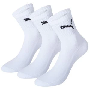 Puma Short Crew Socks White (3 Pairs) UK Size 9-11